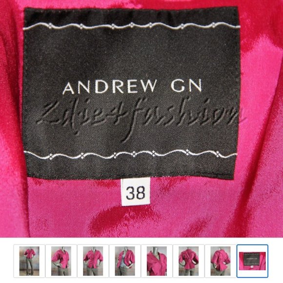$2990 New ANDREW GN Fuchsia Pink Stylish Origami Peplum Hem Jacket 4 - Picture 8 of 8